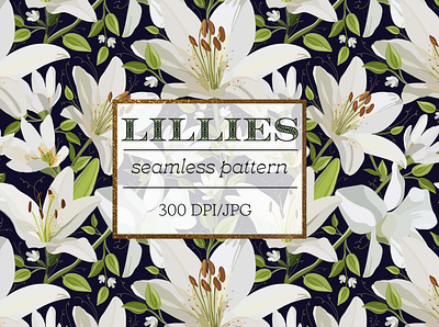 Lillies/surfacepattern design fashion floral illustration lillie seamless pattern