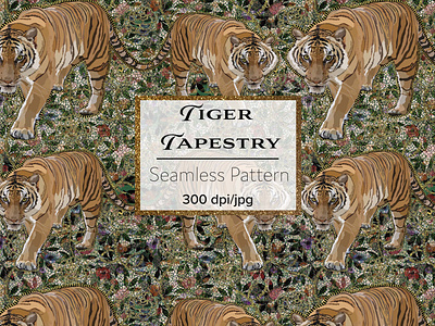 Tiger Tapestry branding fashion graphic design illustration seamless pattern tiger art