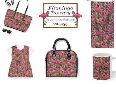 Flamingo tapestry fashion flamingo graphic design illustration seamless pattern