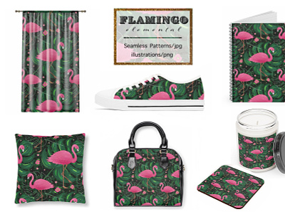 Flamingo elemental branding fashion flamingo graphic design illustration seamless pattern