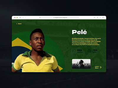 Main screen for landing page design football legend main screen web design