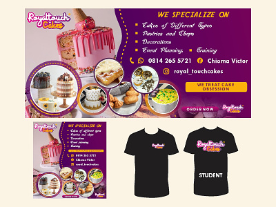 A printed banner for Royaltouch Cakes branding design
