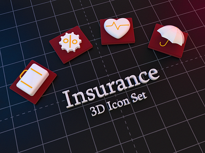 Insurance Company 3D Icon Set.