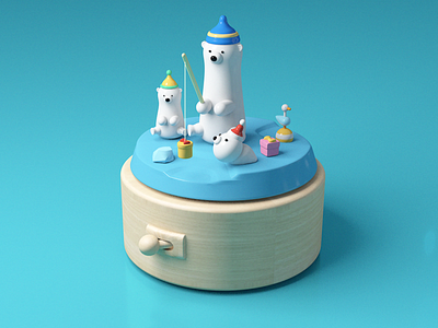 Bear Music Box c4d design llustration