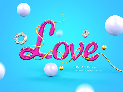 Love，C4D banner web design