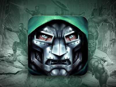 Dr. Doom app icon dr. doom ios icon marvel metal texture superhero
