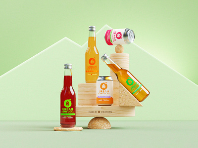 Urban Kombucha Key visual 3d branding design