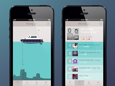 Wiredly boat graphic design illustration ios iphone app list ui ux