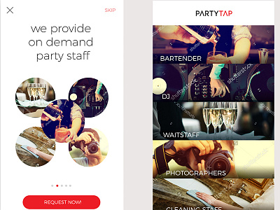 Partytap try app design ui