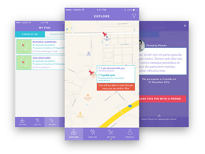 UI Concept for an app to share pins