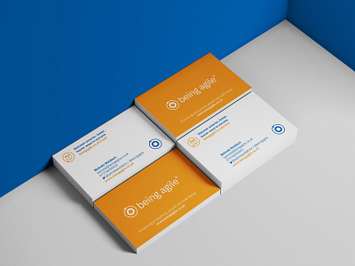 Business Cards Mockup agile blue branding busines card design marketing orange print quality