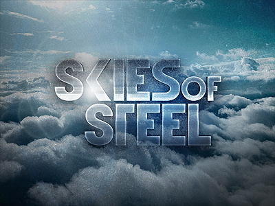 Skies of Steel Text Effect 3d effect metal photoshop psd sky template text typography