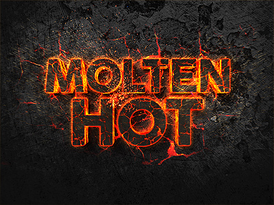 Molten Hot 3D Text Effect 3d effect fire lava photoshop psd sparks template text typography