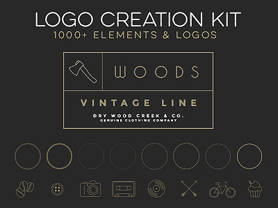 Logo Creation Kit - 1000+ Elements badge creation elements icon kit logo retro set vector vintage