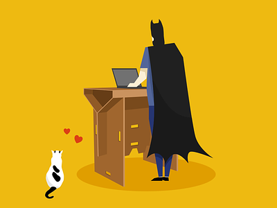 Bat Desk batman blog cat desk illustration post