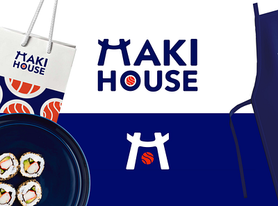 The Maki House Logo brand identity branding design food illustration logo vector