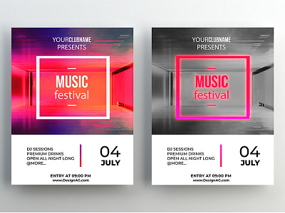 Music Festival Flyer club display flyer template music bundle flyertemplate mockup mockups perspective photo realistic poster print realistic stacks