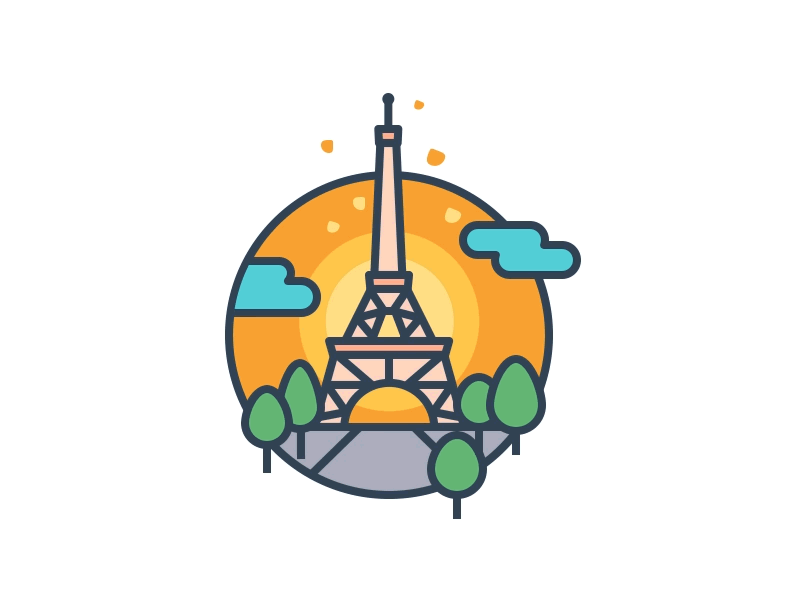 Paris Icon animation cloud icon illustration motion paris stroke sun symbol tower tree trip