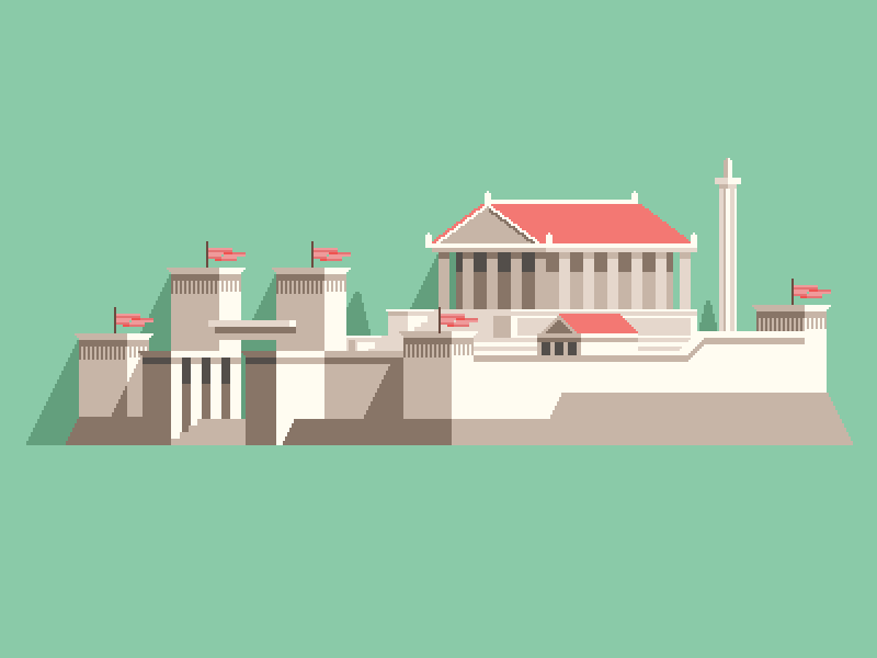 Library of Alexandria - Pixelated! building egypt geometric library pixel