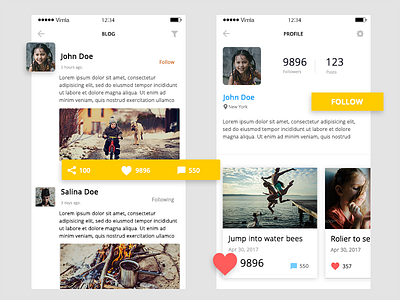 Social Blog and Profile App Concept