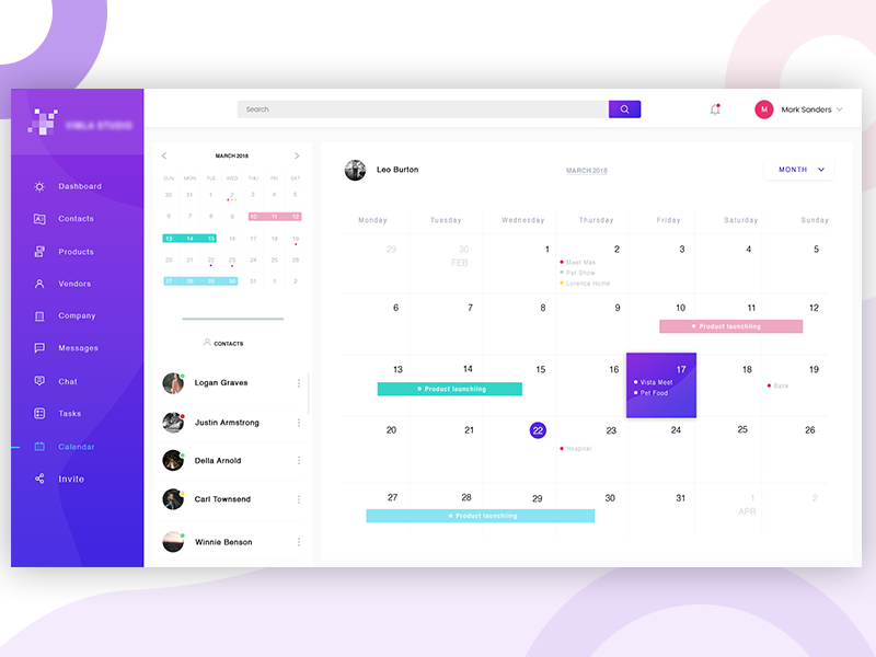 Calendar by Vivek Swami on Dribbble