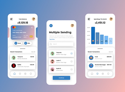 Banking App UI Design app design mobile mobile ui typography ui ux