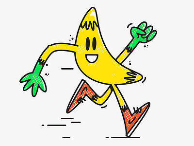 Morning Run banana bananas character characterdesign energy fun health illustration joy nature nike run running smile