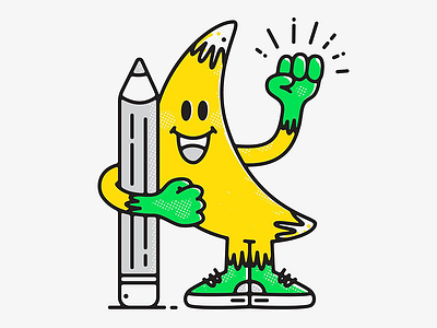Let's draw something! banana character characterdesign draw drawing fun happy illustraion ink joyful pencil smile vector yellow
