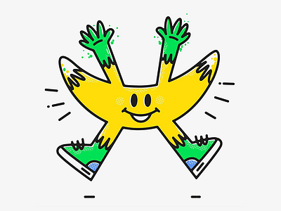 Hello Friday! banana character characterdesign food friday halftone happy illustraion joy party smile vector yellow