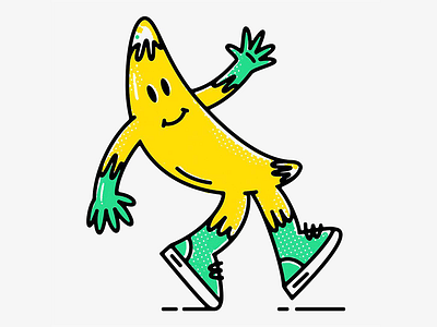 Cheerful Monday banana character characterdesign fresh fun funky funky and fresh illustration monday smile work yellow