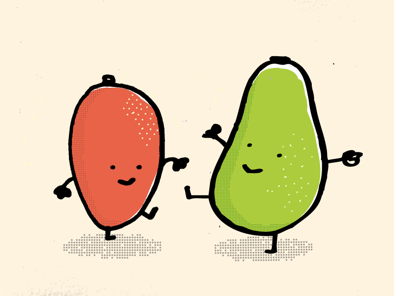 Vegan parade avocado banana character dance eggplant food fruit illustration fruits fun happy health illustration joy mango morning pear simple vector vegan vegetables