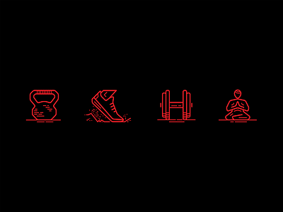 Unbroken icons set accessories crossfit design effort energy health icon set icons joy lines power red run shoes sport store zen