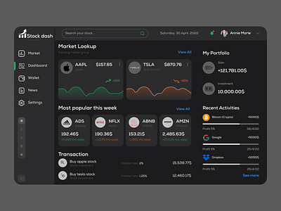 Stock dashboard user interface app design design stock stock dashboard user interface stock web app ui user experience user interface web app