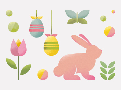 Happy Easter design easter easter bunny easter egg happy happy easter illustration rabbit tulip vector