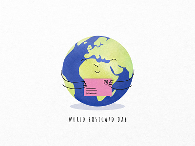 World Postcard Day character day earth illustration illustrator planet postcard world