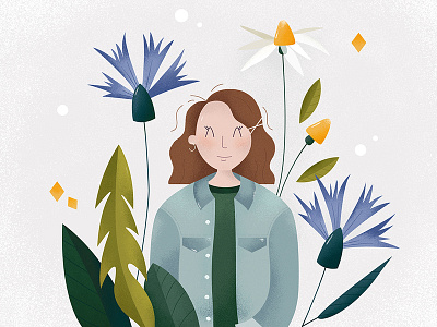 Flower girl character design cornflower first shot flat flowers girl illustration invite portrait texture welcome