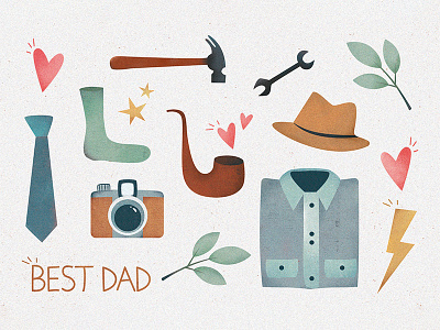 Father's Day dad design fathersday grain texture icon illustration postcard texture