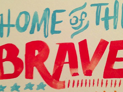 Merica typography watercolor