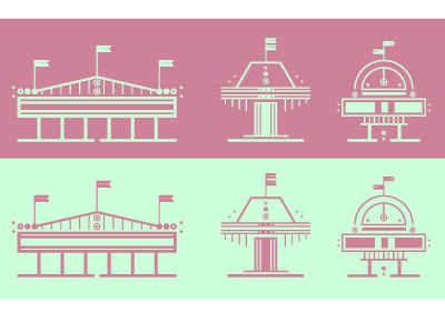 Futuristic Building Series color illustration vector