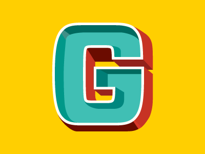 G 3d color g typography vector