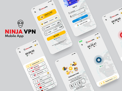 "Ninja Vpn" mobile app graphic design mobile app ui ux