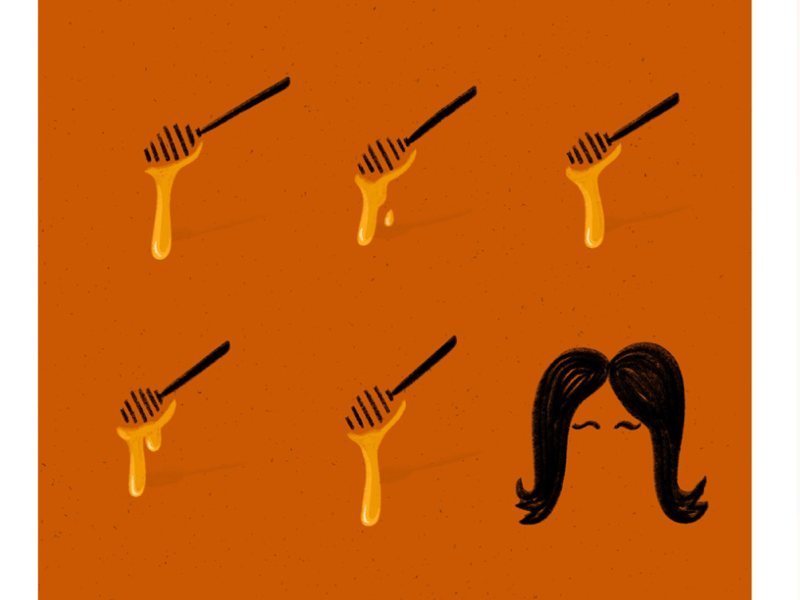 Honey & Cher retro poster orange 1965 igotyoubabe musician rocknroll singer torontoartist foodillustration 60s 70s illustration sonnybono cher honey puns sonnyandcher procreateapp