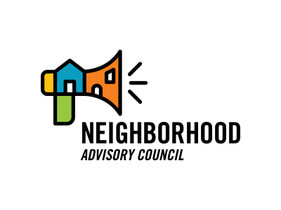 Neighborhood Advisory Council Logo community council megaphone neighborhood stroke voice