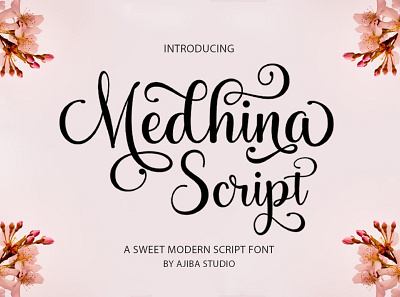 Medhina Script branding calligraphy creative market fashion fonts graphic design invitation label logo modern packaging poster quotes typography wedding