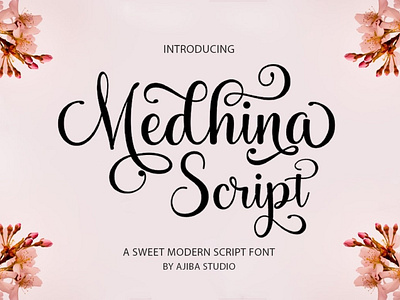 Medhina Script branding calligraphy creative market fashion fonts graphic design invitation label logo modern packaging poster quotes typography wedding