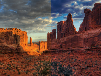 Desert Landscape edit before and after