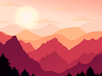 Mountain Sunset Illustration branding design flat graphic design illustration sunset