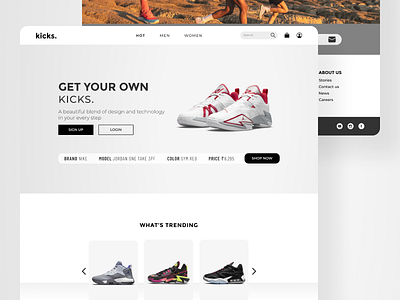 kicks | ecommerce ui branding figma landing page web design