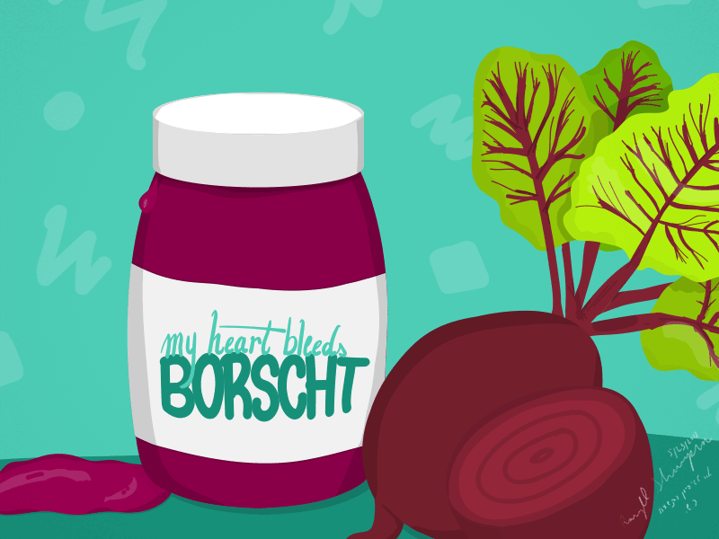 My Heart Bleeds Borscht hand-lettering animation illustration