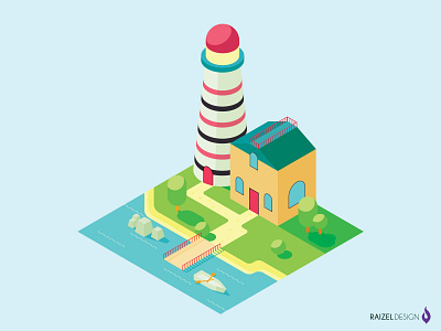 Isometric Lighthouse at the Shore